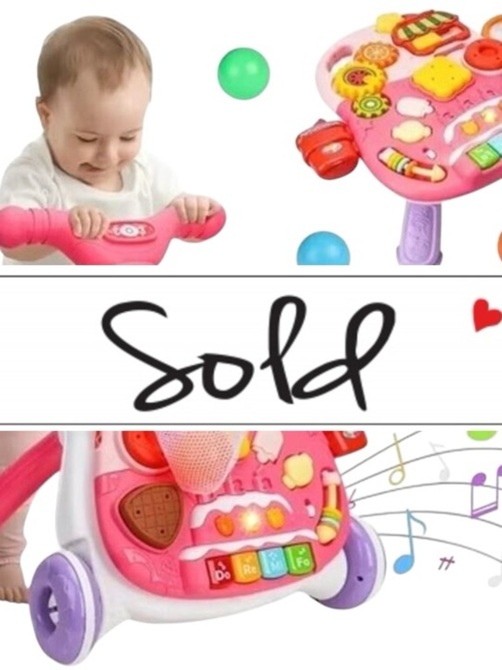 NWT Hot Bee 2-in-1 Sit to Stand Baby Learning Walker Activity Table Pink